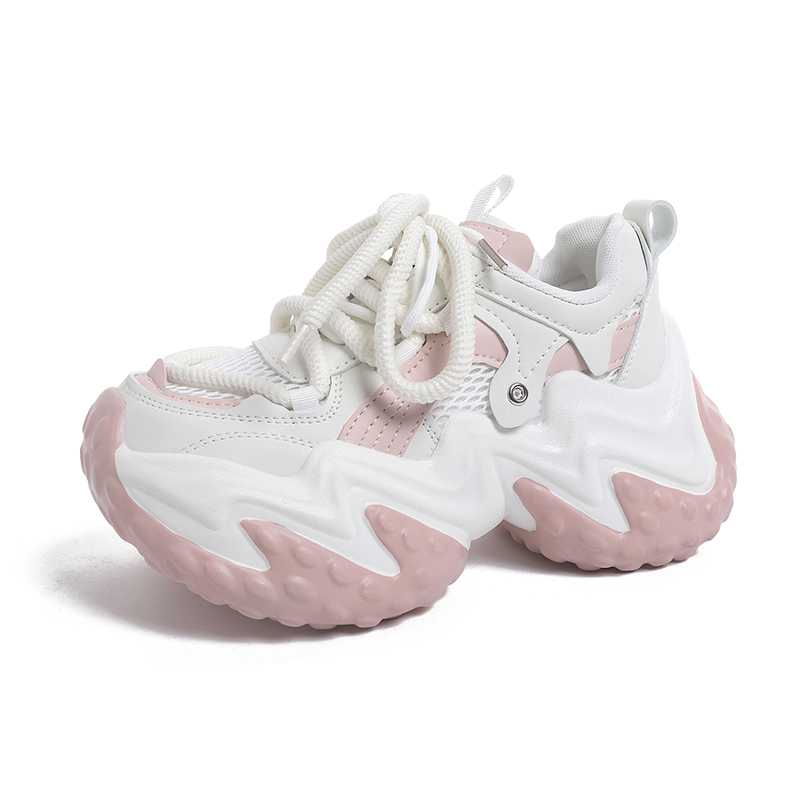 Wedge Heeled Sneaker - รองเท้าผ้าใบผู้หญิงแบบสวมสบาย รุ่นใหม่ ปี 2026 พื้นหนา หนังผสมผ้าตาข่าย