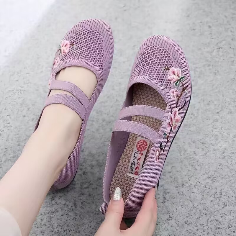 Women Shoes Jeans - รองเท้าผ้าปักกิ่งโบราณสำหรับผู้หญิงรองเท้าปักสไตล์จีนสำหรับฤดูใบไม้ร่วงรองเท้าถักพื้นนุ่มระบายอากาศได้ดี