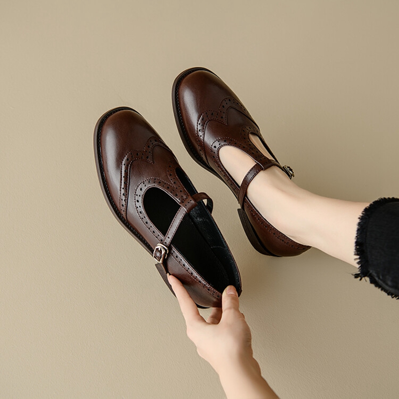 Women'S Shoes Everyday - รองเท้าส้นสูงสำหรับผู้หญิง, รองเท้าส้นเตี้ยรองเท้าหนังสำหรับรองเท้าสตรีหัวกลมฤดูใบไม้ร่วง/ฤดูใบไม้ผลิรองเท้าออกซ์ฟอร์ด