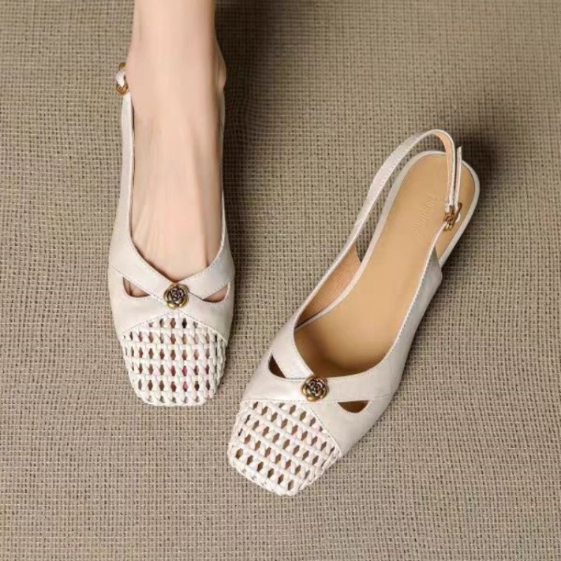 Women Shoes Heels - รองเท้าส้นเตารีดแบบปิดหัวสไตล์ฝรั่งเศสสำหรับผู้หญิง รองเท้าสานอเนกประสงค์ รองเท้าส้นเตารีดแบบโปร่งระบายอากาศสำหรับฤดูร้อนปี 2026