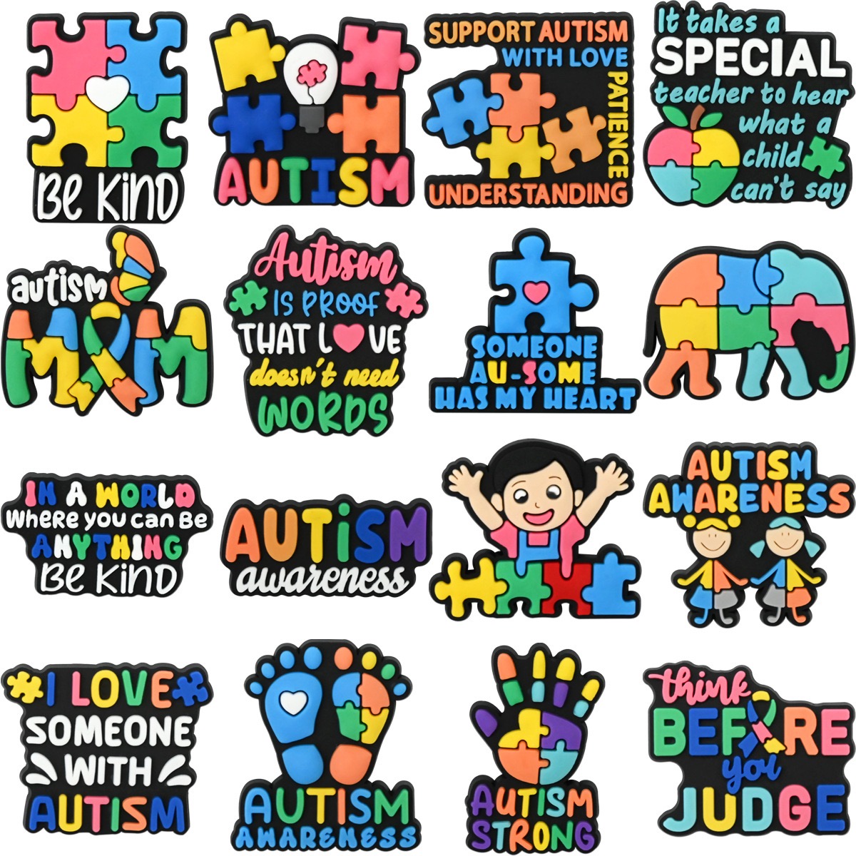Women Shoes Kinds - 16-100 ชิ้น ตัวล็อครองเท้าลาย Be Kind Autism