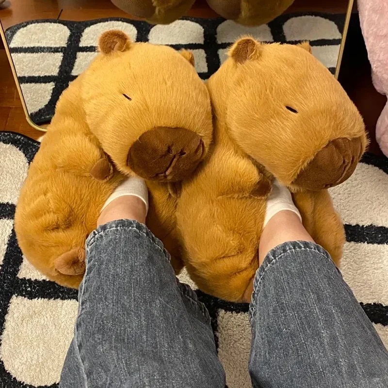Women Shoes For Winter - ความแปลกใหม่ capybara รองเท้าแตะ unisex สัตว์สไลด์รองเท้าผู้หญิงน่ารัก fuzzy