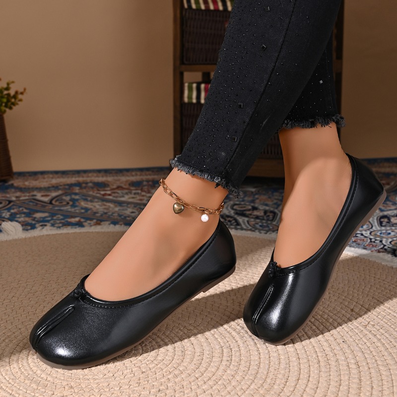 Women Shoes Jeans - รองเท้าหนังผู้หญิงแบบสวม สไตล์ลำลอง หัวแยก ทรงโลฟเฟอร์ แมรี่เจนส์ โมคาซิน