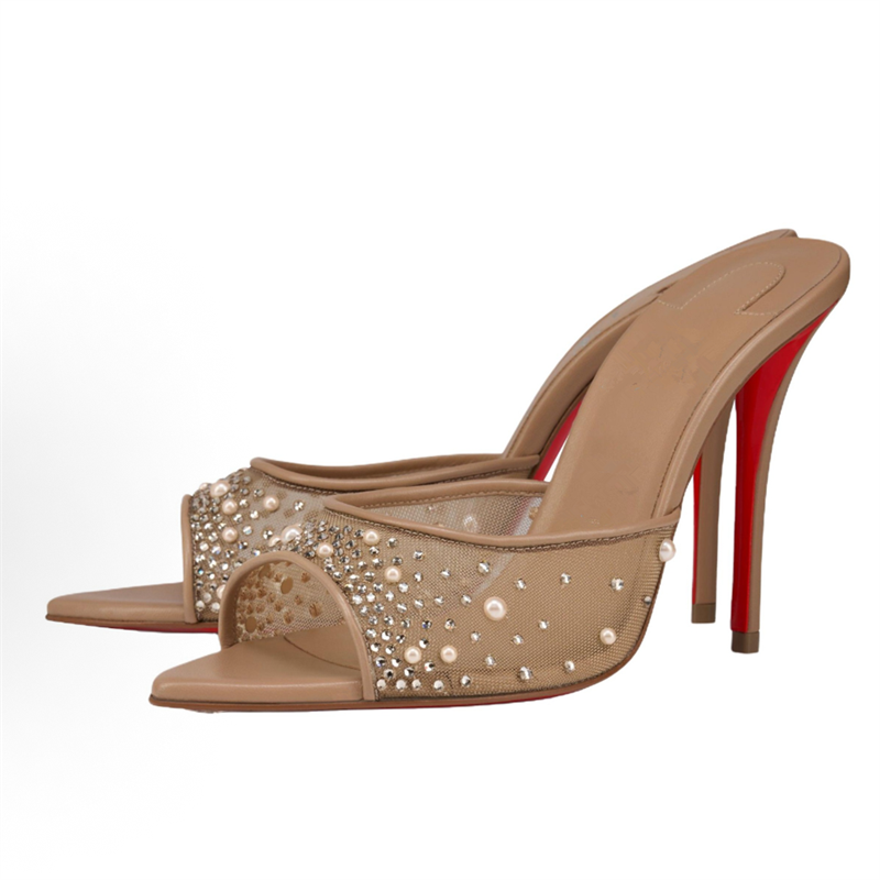 รองเท้าส้นสูงแบบสวมเปิดส้นประด - Rhinestone Sandal Women บทวิจารณ์และราคา