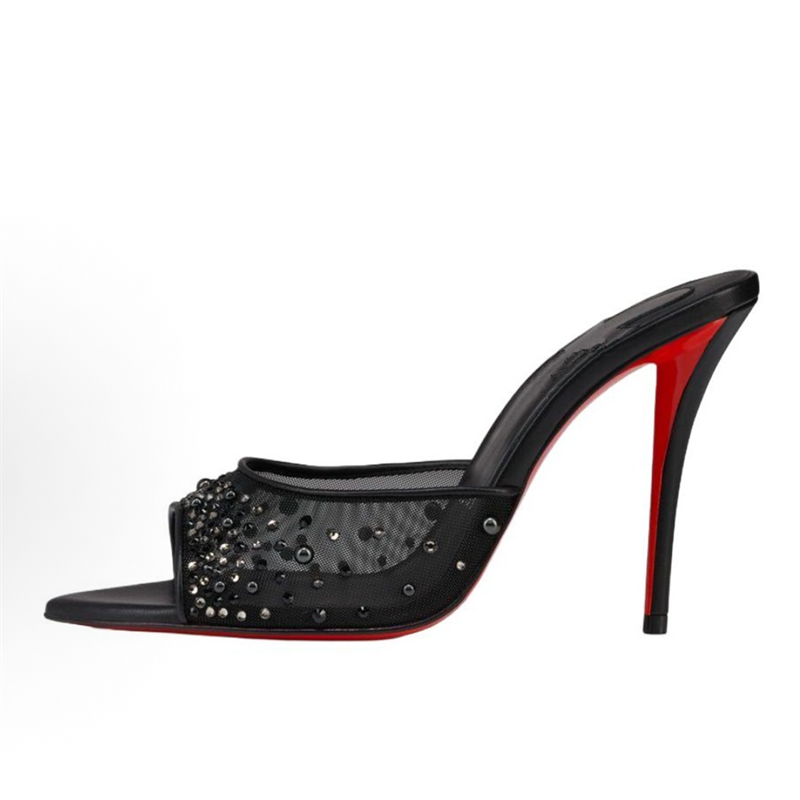 รองเท้าส้นสูงแบบสวมเปิดส้นประด - Rhinestone Sandal Women บทวิจารณ์และราคา