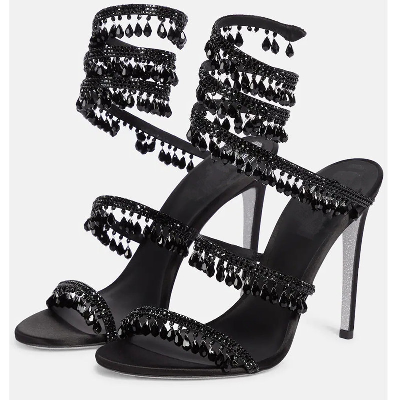 รองเท้าส้นสูงประดับคริสตัลสีเข - Rhinestone Sandal Women บทวิจารณ์และราคา