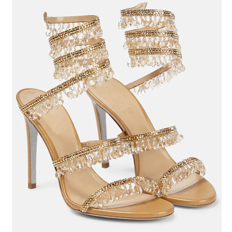 รองเท้าส้นสูงประดับคริสตัลสีเข - Rhinestone Sandal Women บทวิจารณ์และราคา