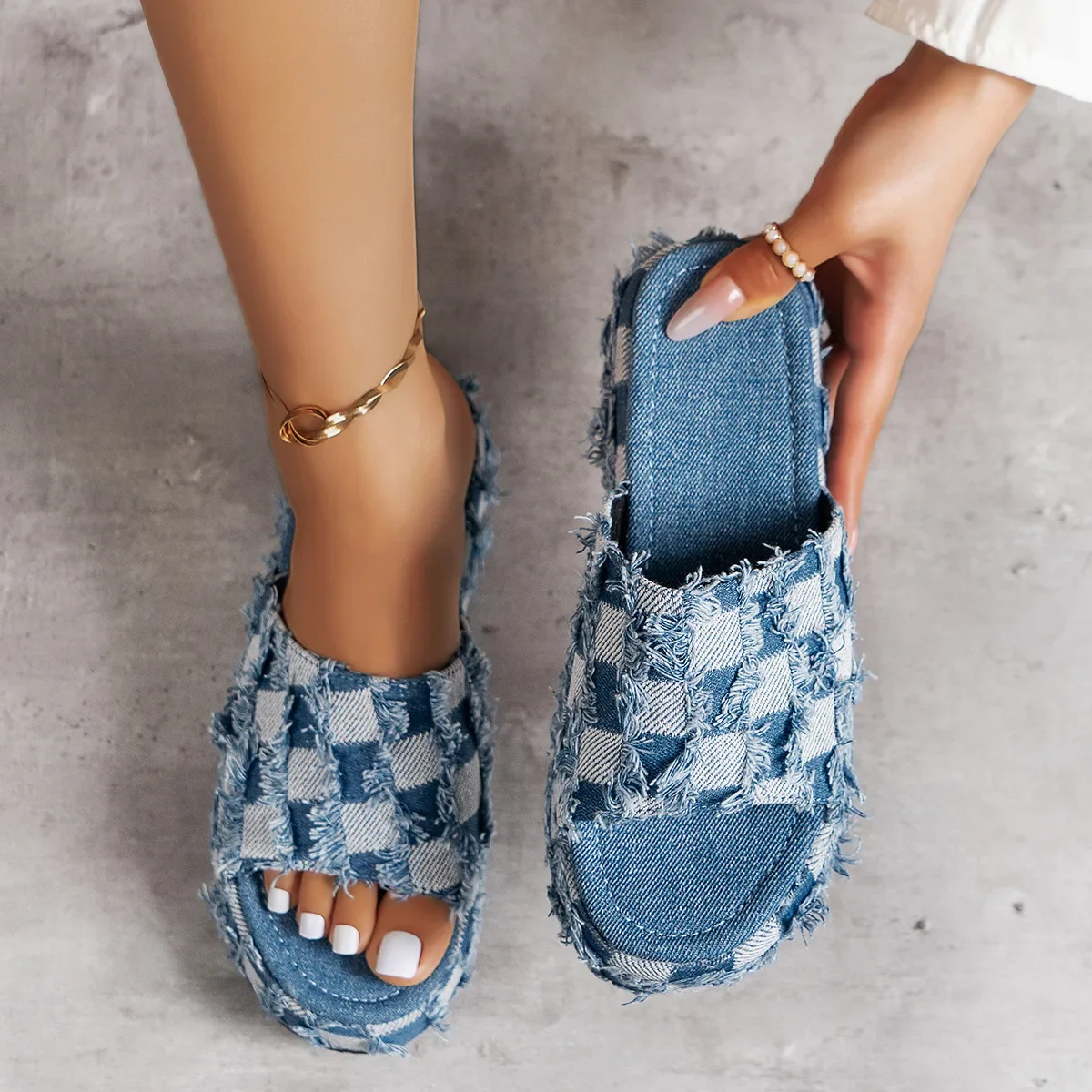 รองเท้าส้นตึกผ้าเดนิมผู้หญิงรอ - Women Shoes Jeans บทวิจารณ์และราคา
