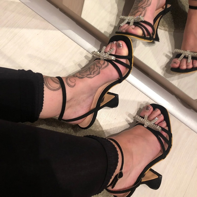 รองเท้าส้นสูงพิเศษสำหรับผู้หญิ - Rhinestone Sandal Women บทวิจารณ์และราคา