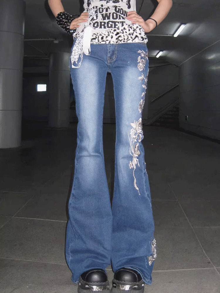 กางเกงยีนส์ทรงขาบานสไตล์อเมริก - Women Shoes Jeans บทวิจารณ์และราคา