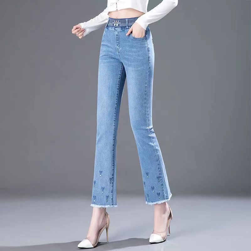 Elastic เอว Flare เก้าจุด Boot - Women Shoes Jeans บทวิจารณ์และราคา