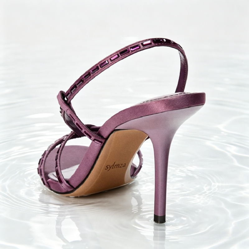 รองเท้าส้นสูงประดับคริสตัลสีม่ - Rhinestone Sandal Women บทวิจารณ์และราคา