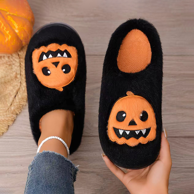 รองเท้าแตะขนปุยลายฟักทองฮาโลวี - Fluffy Fur Slipper บทวิจารณ์และราคา