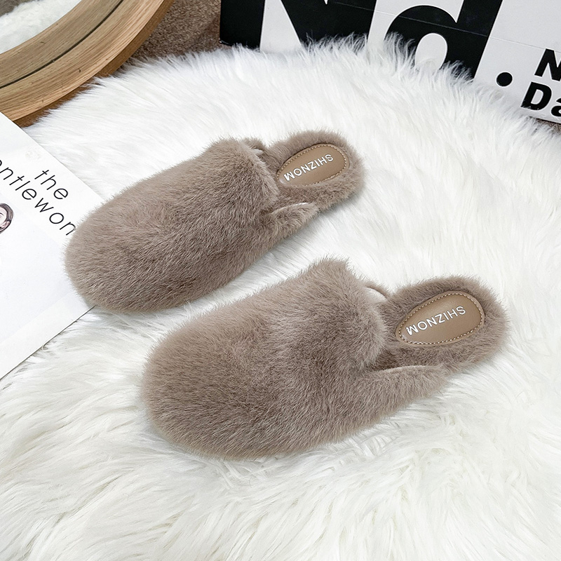 รองเท้าแตะขนปุยหัวมนสำหรับผู้ห - Fluffy Fur Slipper บทวิจารณ์และราคา