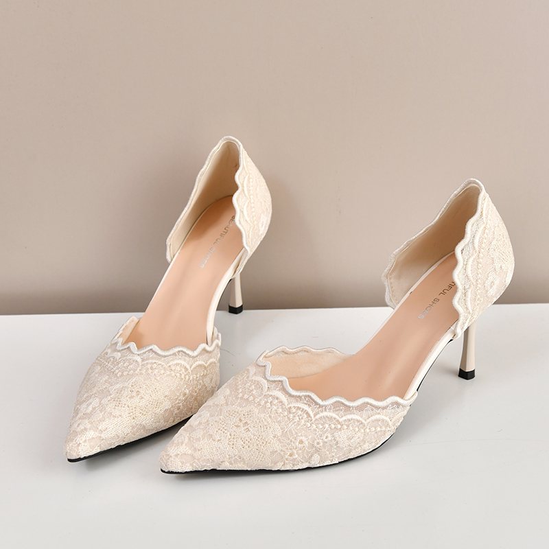 รองเท้าส้นสูงหัวแหลมแบบลูกไม้ส - Women Shoes Heels บทวิจารณ์และราคา