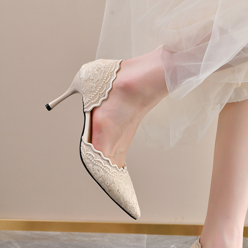 รองเท้าส้นสูงหัวแหลมแบบลูกไม้ส - Women Shoes Heels บทวิจารณ์และราคา