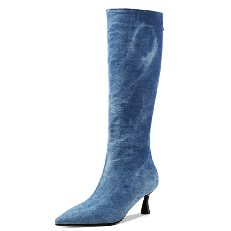 กางเกงยีนส์สีฟ้าเข่ารองเท้าบูท - Women Shoes Jeans บทวิจารณ์และราคา