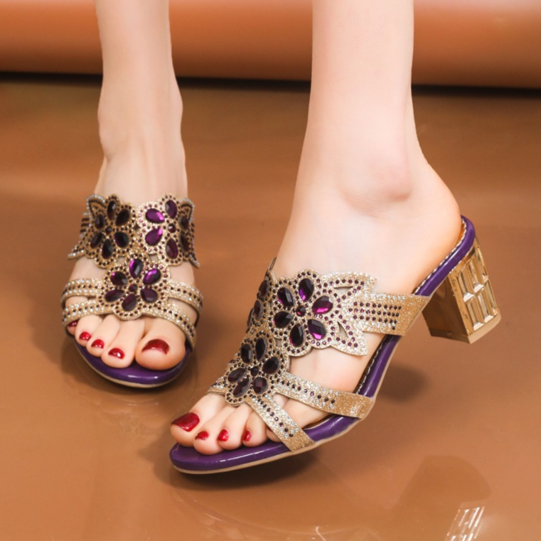 รองเท้าแตะผู้หญิงประดับเพชรแบบ - Rhinestone Sandal Women บทวิจารณ์และราคา
