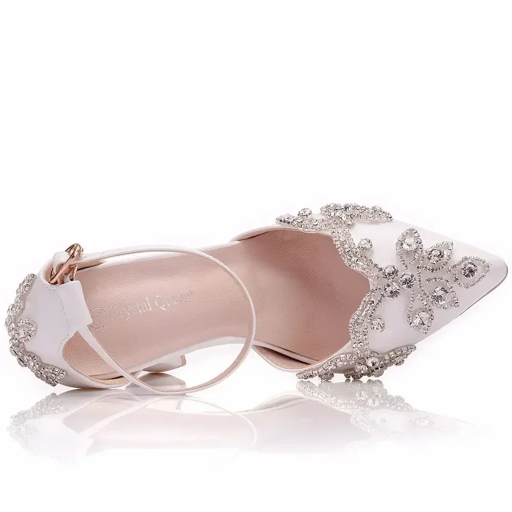 รองเท้าส้นหนาปลายแหลมไซส์ใหญ่  - Rhinestone Sandal Women บทวิจารณ์และราคา
