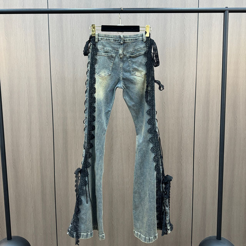 Lace Up Flare กางเกงยีนส์ Retr - Women Shoes Jeans บทวิจารณ์และราคา