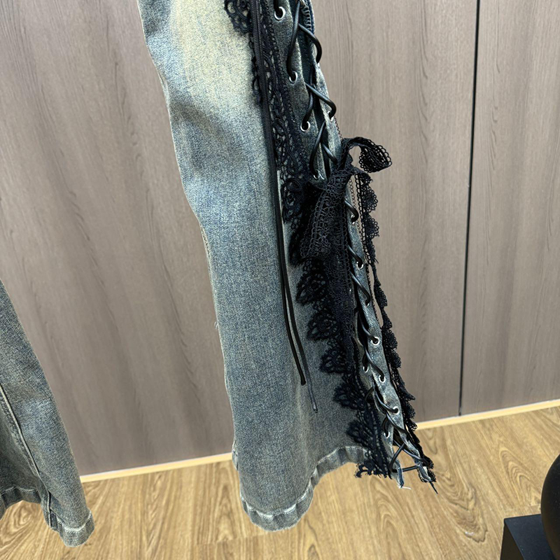 Lace Up Flare กางเกงยีนส์ Retr - Women Shoes Jeans บทวิจารณ์และราคา