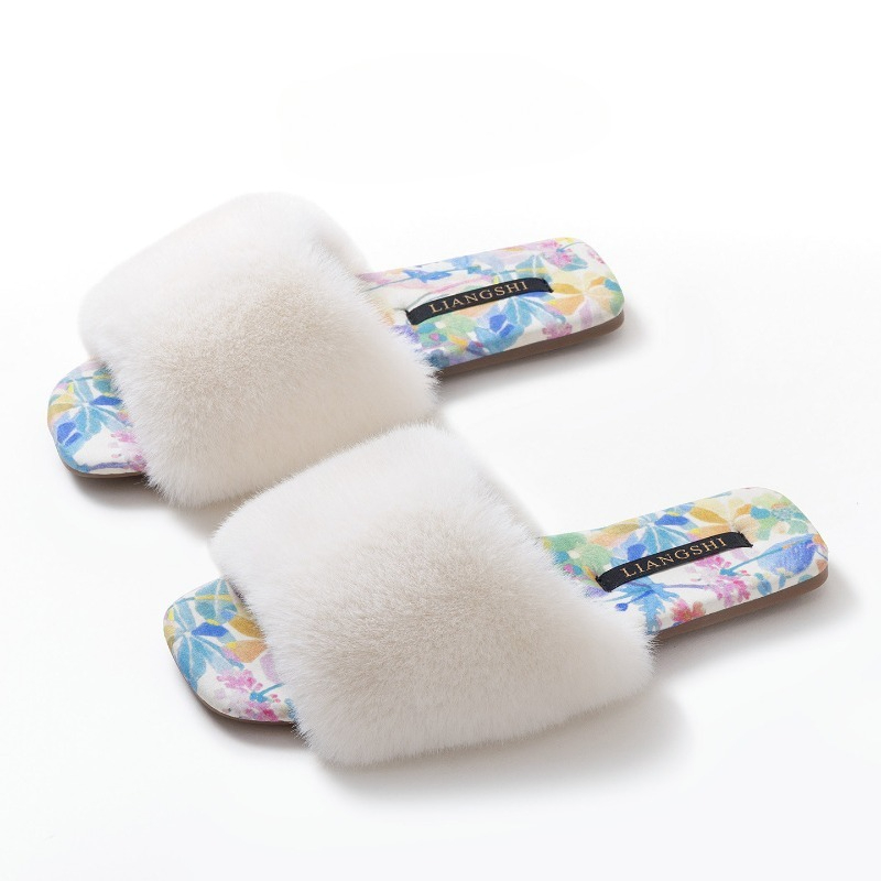 รองเท้าแตะใส่ในบ้านแบบแบน นุ่ม - Fluffy Fur Slipper บทวิจารณ์และราคา
