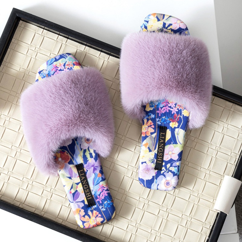 รองเท้าแตะใส่ในบ้านแบบแบน นุ่ม - Fluffy Fur Slipper บทวิจารณ์และราคา