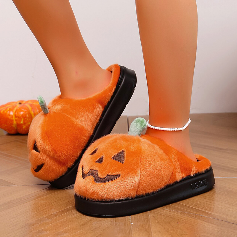 รองเท้าแตะผ้ากำมะหยี่ลายฟักทอง - Fluffy Fur Slipper บทวิจารณ์และราคา
