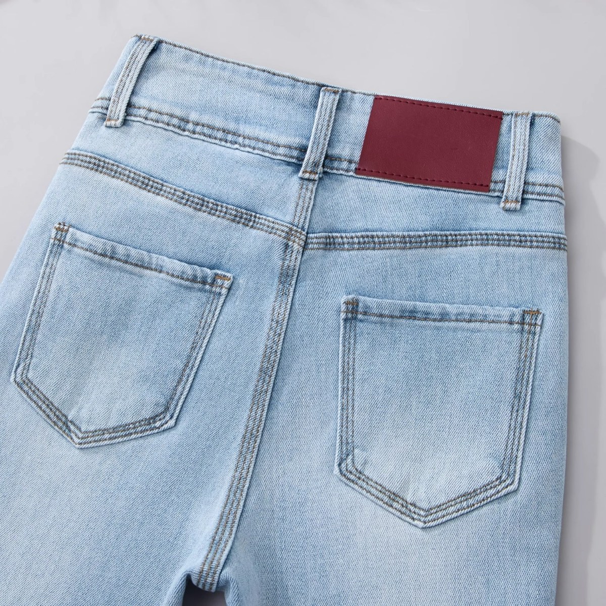 กางเกงยีนส์ทรงบานสีฟ้าอ่อนเอวส - Women Shoes Jeans บทวิจารณ์และราคา