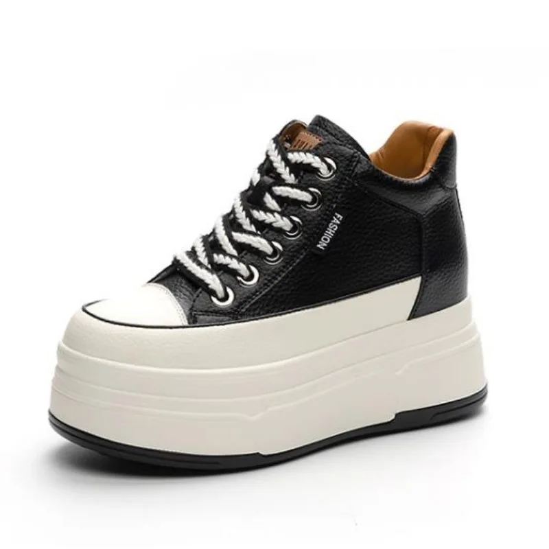 9 ซม.วัวหนังนิ่มของแท้หนังผู้ห - Wedge Heeled Sneaker บทวิจารณ์และราคา