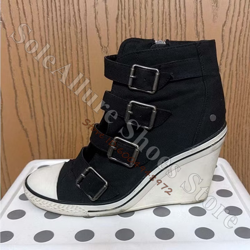 รองเท้าผ้าใบหุ้มข้อสีเทาแบบมีห - Wedge Heeled Sneaker บทวิจารณ์และราคา