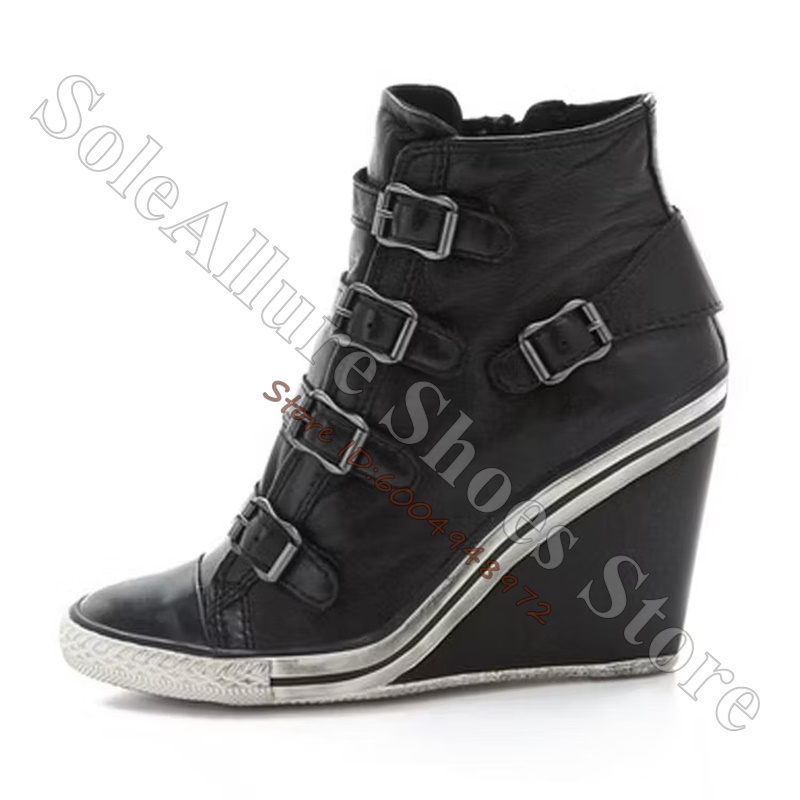 รองเท้าผ้าใบหุ้มข้อสีเทาแบบมีห - Wedge Heeled Sneaker บทวิจารณ์และราคา